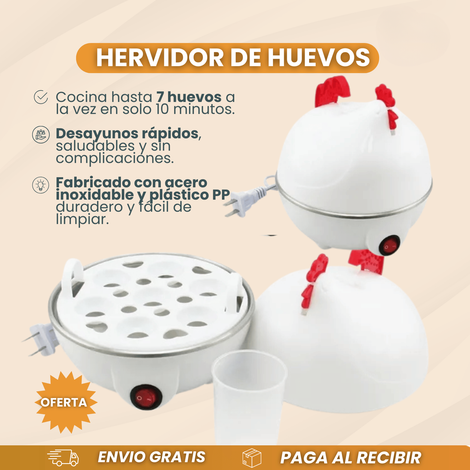 🍳 Hervidor de Huevos Eléctrico – ¡Huevos perfectos sin complicaciones!